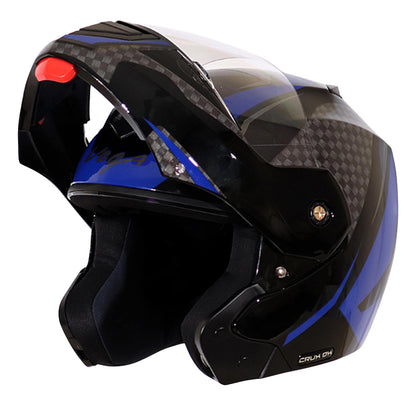 Vega Crux ISI Certified Flip-Up Helmet for Men and Women with Clear Visor(Black, Size:L)