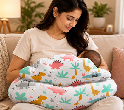 Proliva Feeding Pillow for New Born Baby with Detachable Cover Breast Feeding & Maternity Nursing Pillow for Breastfeeding Support for Baby Feeding Pillow for Mom (Off White-Camel-B2)
