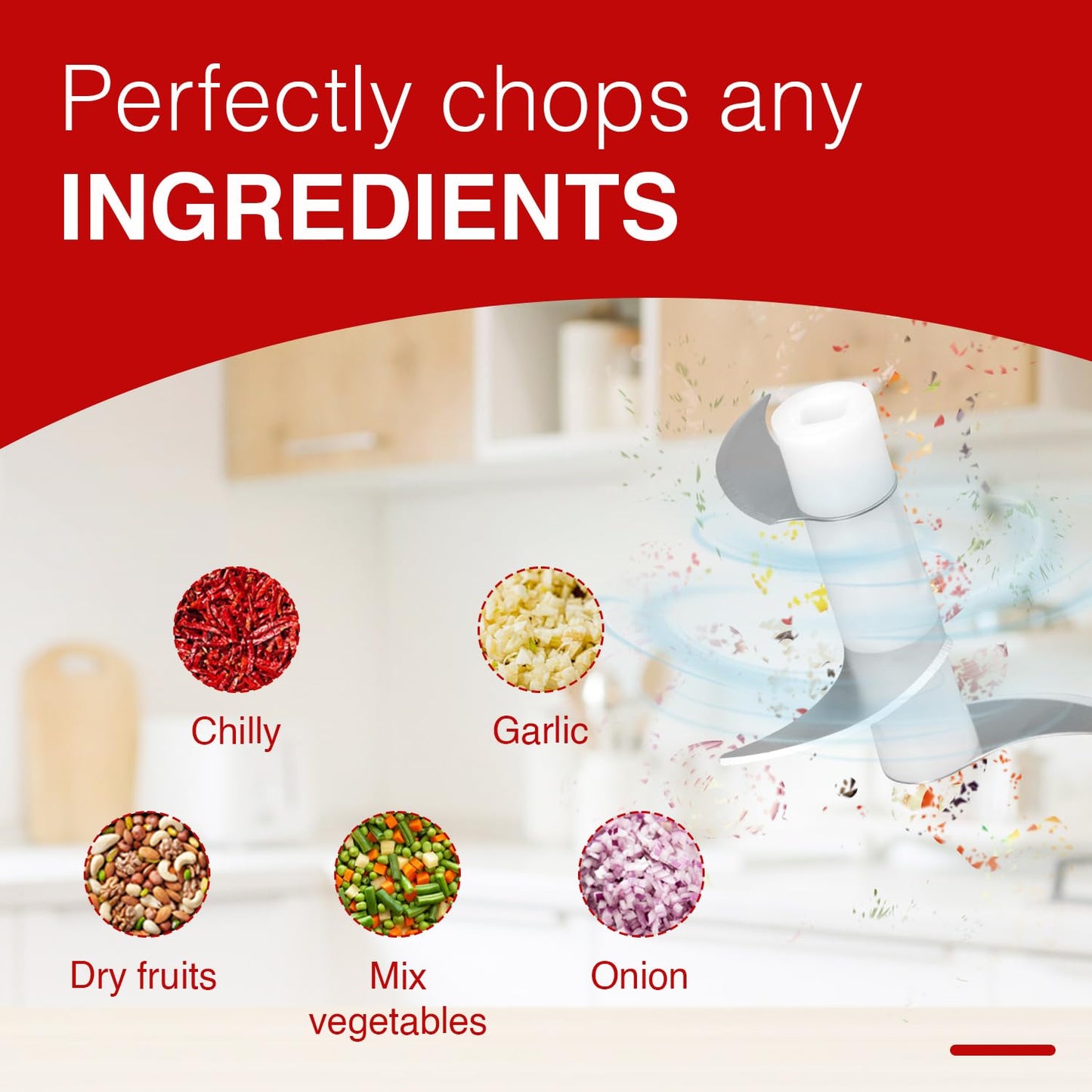 Pigeon Zoom Electric Chopper 350 ml, Portable with 3 Stainless Steel Blades for Effortlessly Chopping Vegetables and Fruits - Green, 30 Watts