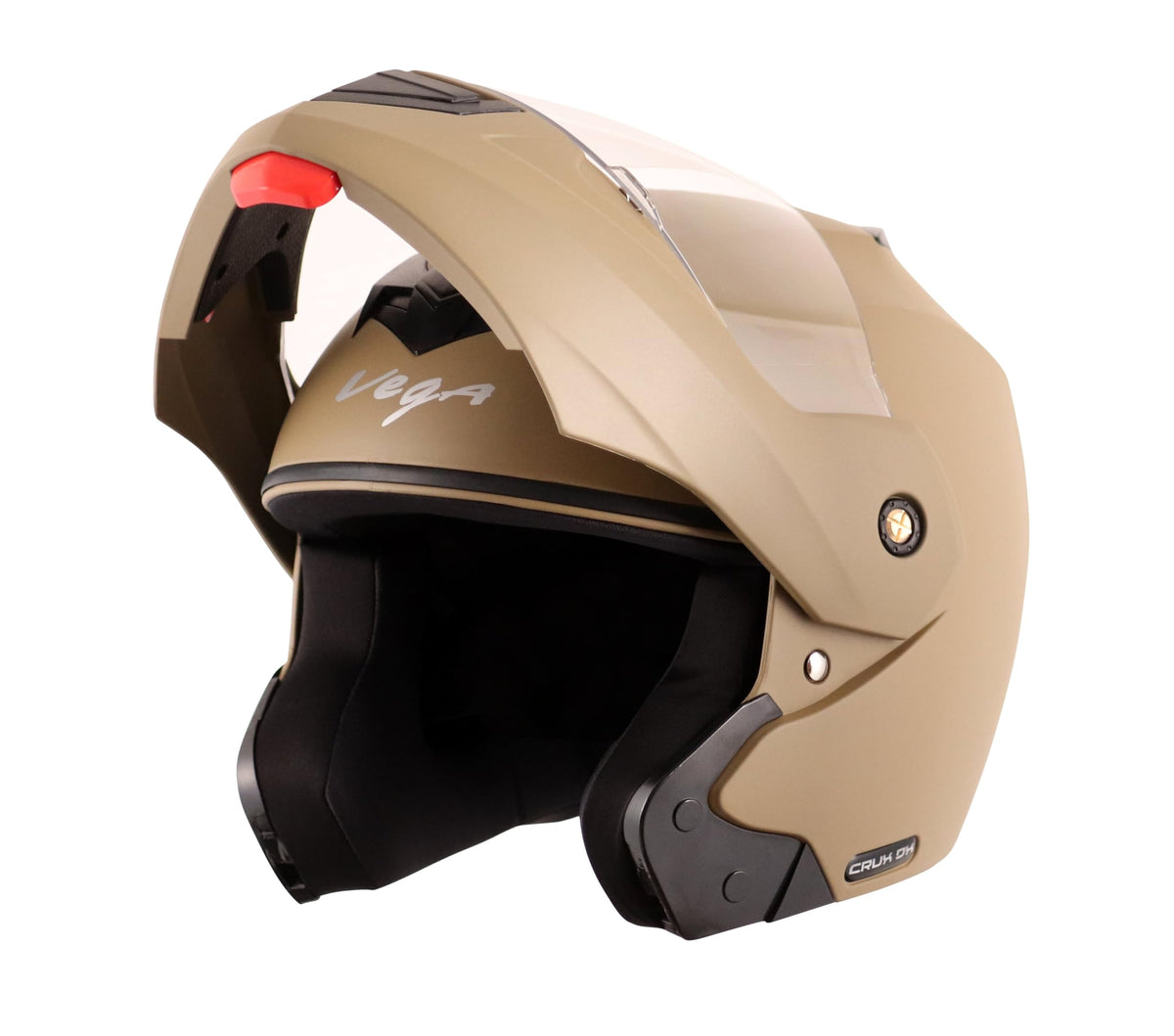 Vega Crux ISI Certified Flip-Up Helmet for Men and Women with Clear Visor(Black, Size:L)
