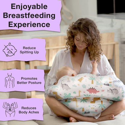 Proliva Feeding Pillow for New Born Baby with Detachable Cover Breast Feeding & Maternity Nursing Pillow for Breastfeeding Support for Baby Feeding Pillow for Mom (Off White-Camel-B2)