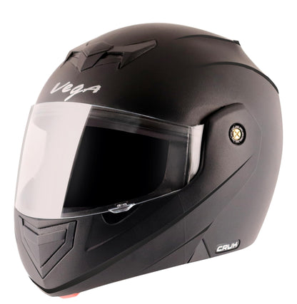 Vega Crux ISI Certified Flip-Up Helmet for Men and Women with Clear Visor(Black, Size:L)