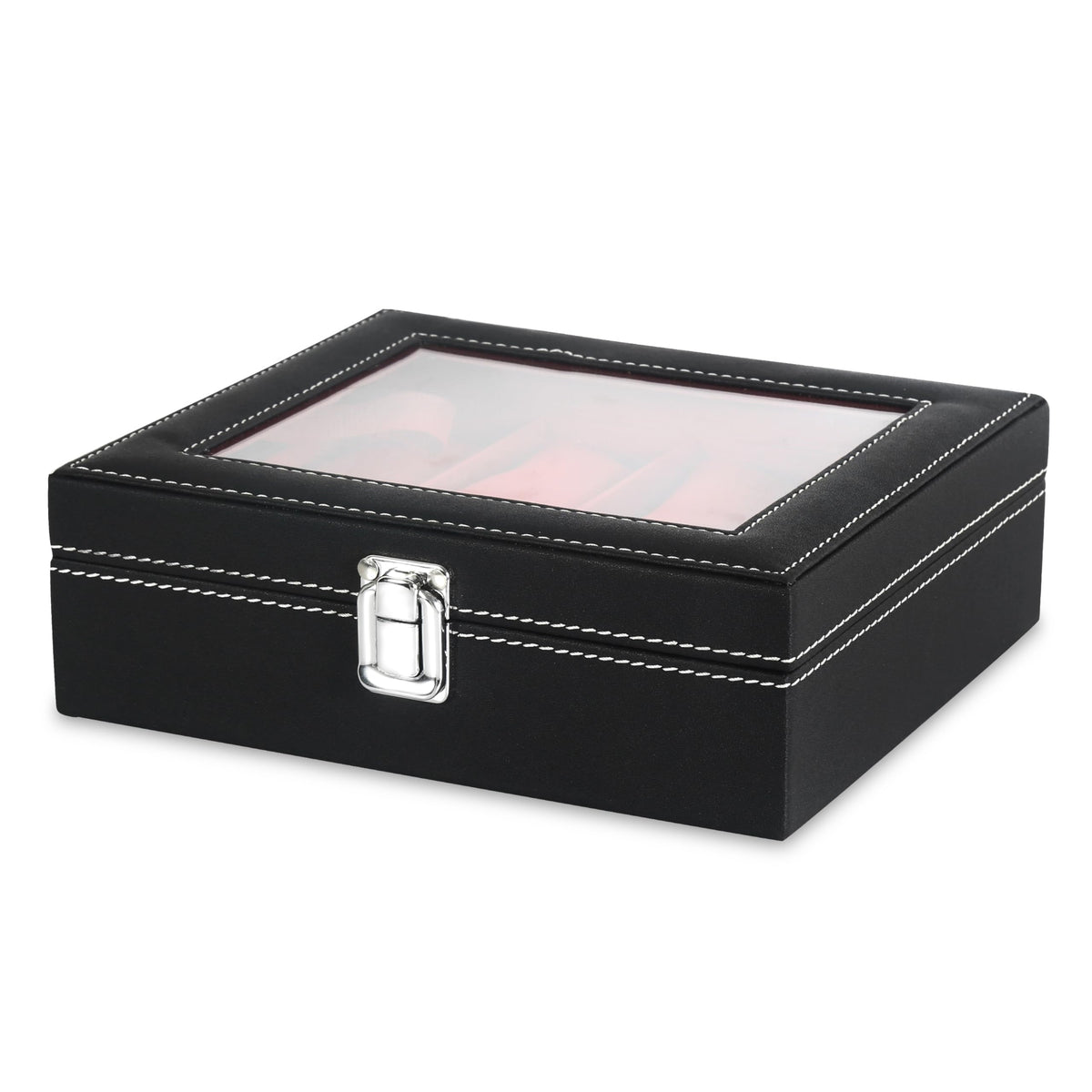 LEDO Men's and Women's Watch Box Holder Organizer Case In 12 Slots of watches In PU Leather with Black & Gray