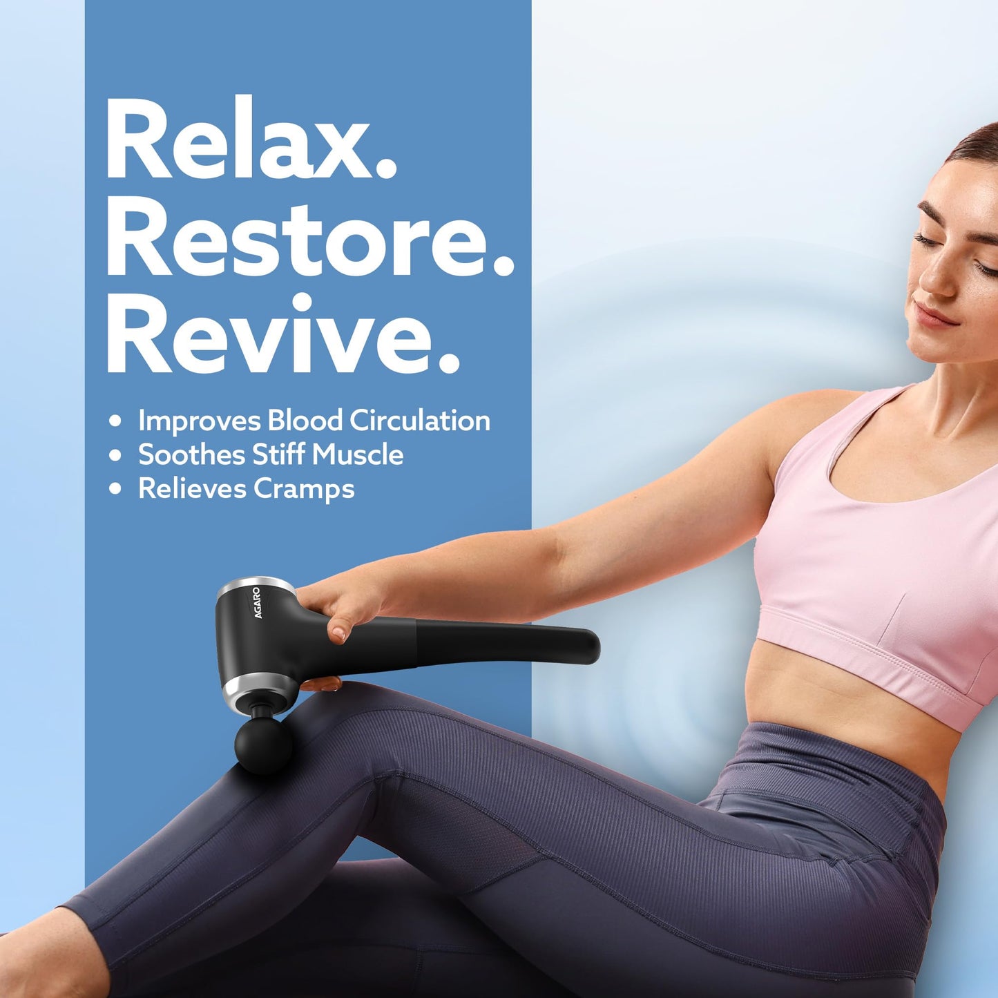 AGARO Galaxy Massager Machine, Handheld Deep Tissue Massage Gun, 4 Heads, 6 Speed, Rechargeable Percussion Massager for Muscle Relief & Relaxation, for Neck, Shoulder, Back, Foot & Full Body, Black