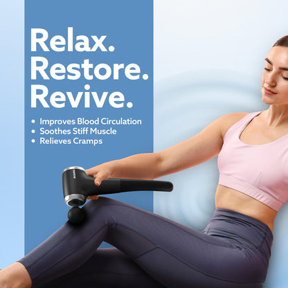AGARO Galaxy Massager Machine, Handheld Deep Tissue Massage Gun, 4 Heads, 6 Speed, Rechargeable Percussion Massager for Muscle Relief & Relaxation, for Neck, Shoulder, Back, Foot & Full Body, Black