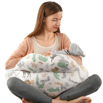 Proliva Feeding Pillow for New Born Baby with Detachable Cover Breast Feeding & Maternity Nursing Pillow for Breastfeeding Support for Baby Feeding Pillow for Mom (Off White-Camel-B2)