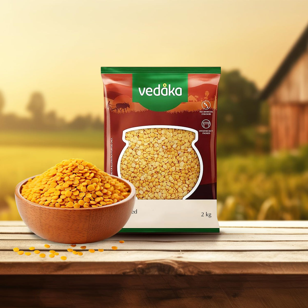 Amazon Brand - Vedaka Unpolished Toor Dal (Arhar Dal) | 2 Kg | Naturally Rich Source Of Protein | Naturally Cholesterol-Free | No artificial Colours and No Added Preservatives