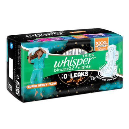 Whisper bindazzz Nights Pads For Women, XXX-Large Pack of 20 pads Scent: unscented
