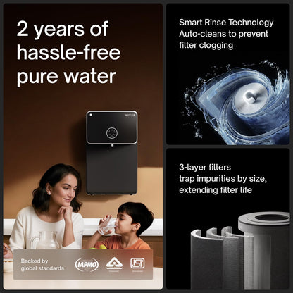 Native M2 Pro Water Purifier by Urban Company | Preset Touch Dispensing + Battery | Smart Real-time Tracking | 10-Stage RO+UV+Copper+Alkaline+Mineraliser | No Service for 2 Years