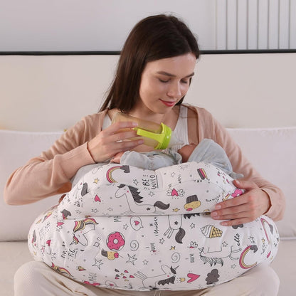 Proliva Feeding Pillow for New Born Baby with Detachable Cover Breast Feeding & Maternity Nursing Pillow for Breastfeeding Support for Baby Feeding Pillow for Mom (Off White-Camel-B2)