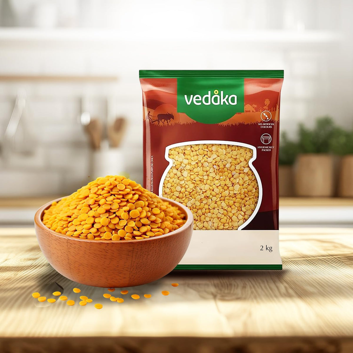 Amazon Brand - Vedaka Unpolished Toor Dal (Arhar Dal) | 2 Kg | Naturally Rich Source Of Protein | Naturally Cholesterol-Free | No artificial Colours and No Added Preservatives
