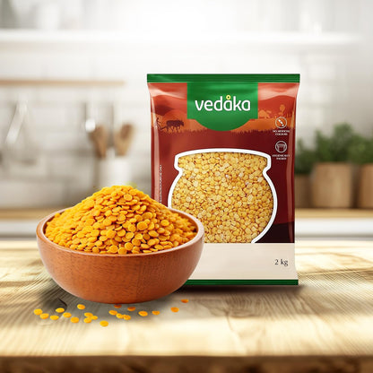 Amazon Brand - Vedaka Unpolished Toor Dal (Arhar Dal) | 2 Kg | Naturally Rich Source Of Protein | Naturally Cholesterol-Free | No artificial Colours and No Added Preservatives