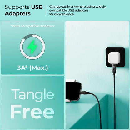 Zebronics Type-C Fast Charging Cable, Upto 480 Mbps, 36W Rapid Charge, 3A Output, Charge & Sync Data Cable, 1 Meter Length, Tangle-Free Durable Design (CU300T)