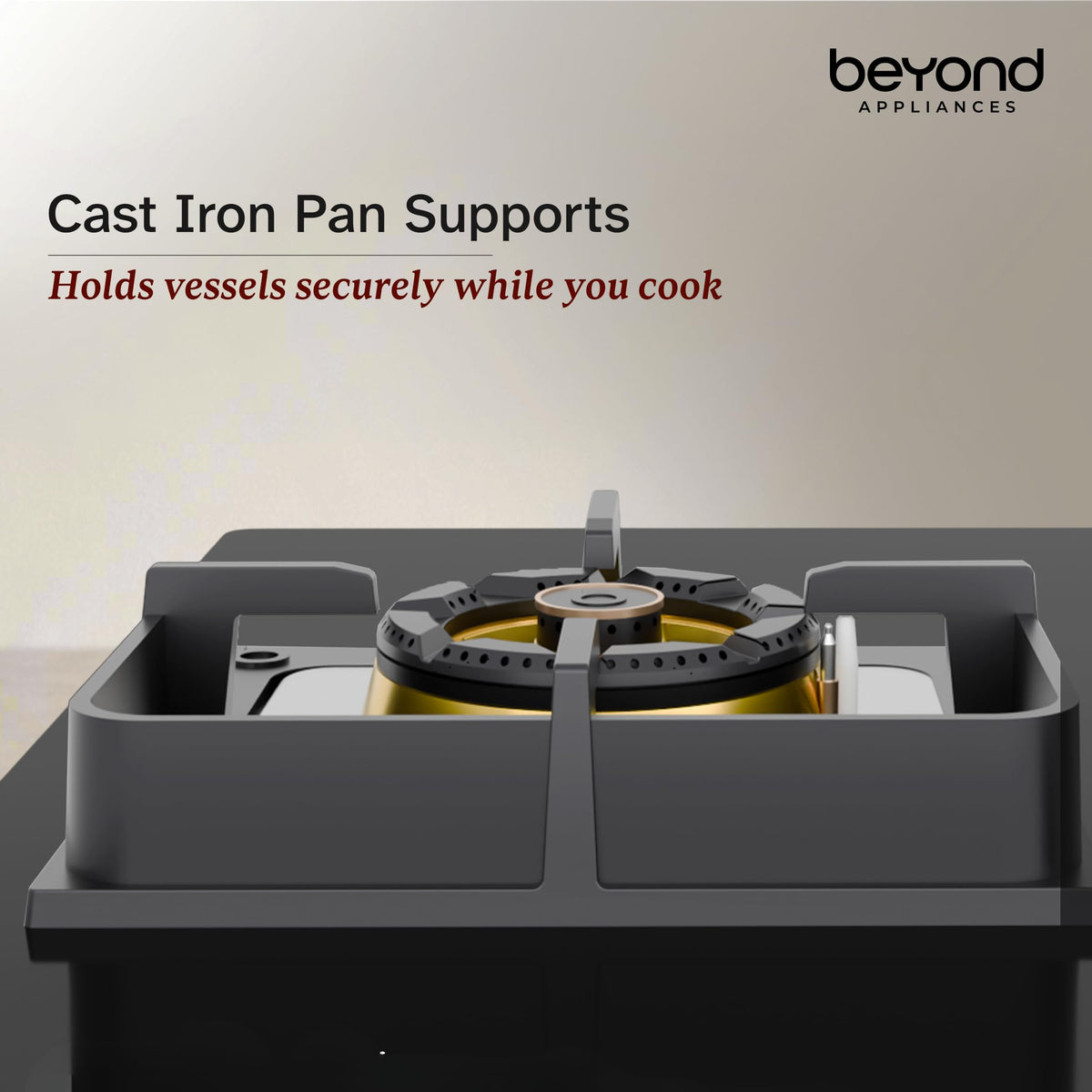 Beyond Appliances Altair 4 Burner Smart Glass Hobtop Gas Stove | Auto Ignition | Digital Timer | Flame Failure Device | Jumbo Burner | Toughened Glass | LPG & PNG Compatible