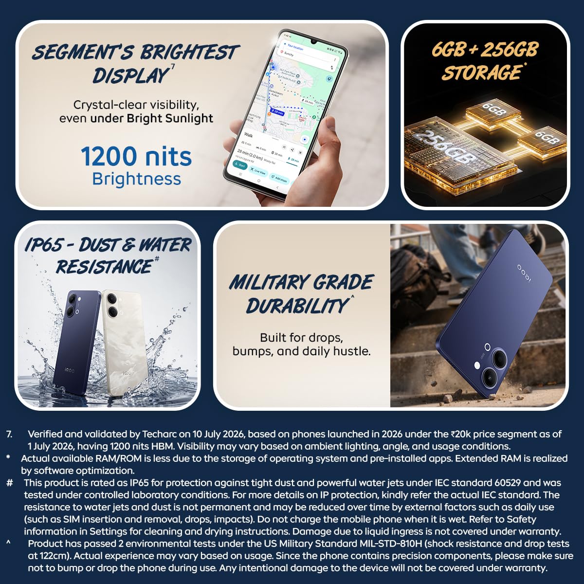 iQOO Z11 Lite 44W 5G (Midnight Blue, 6GB RAM, 128GB Storage) | 6500mAh Battery with 44W Fast Charging* | Dimensity 6300 with 579k+ AnTuTu Score* | OriginOS 6.0 with AI Creation* & Private Space*
