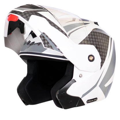 Vega Crux ISI Certified Flip-Up Helmet for Men and Women with Clear Visor(Black, Size:L)