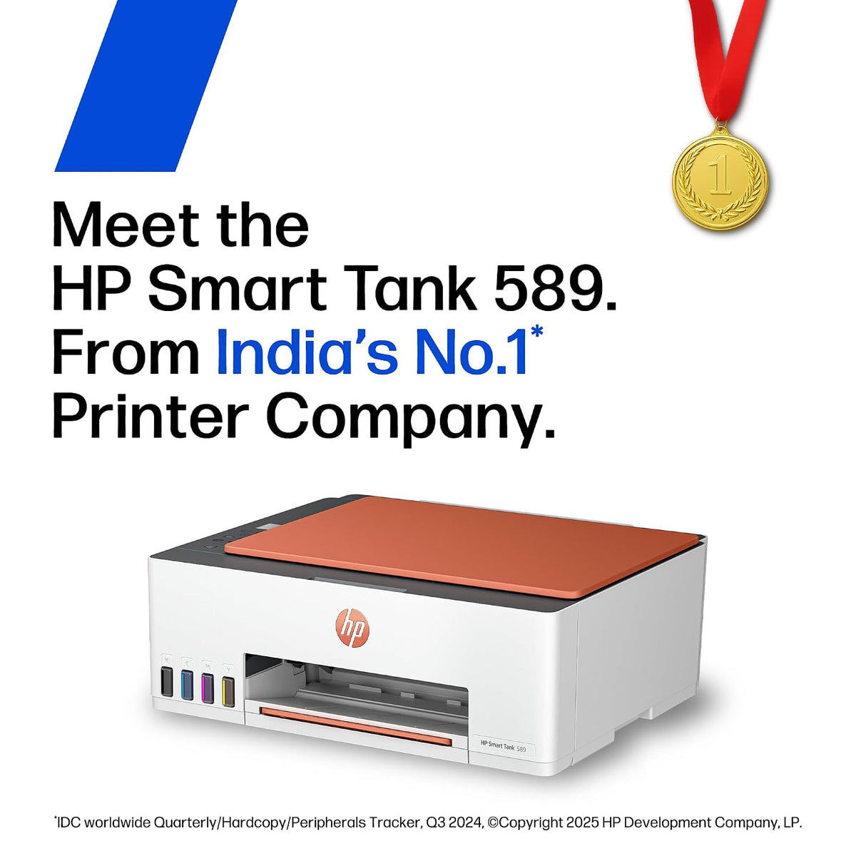 HP Smart Tank 589 All-in-One WiFi Colour Printer |Up to 4000 Black & 6000 Colour Prints I Print,Scan & Copy for Home/Office