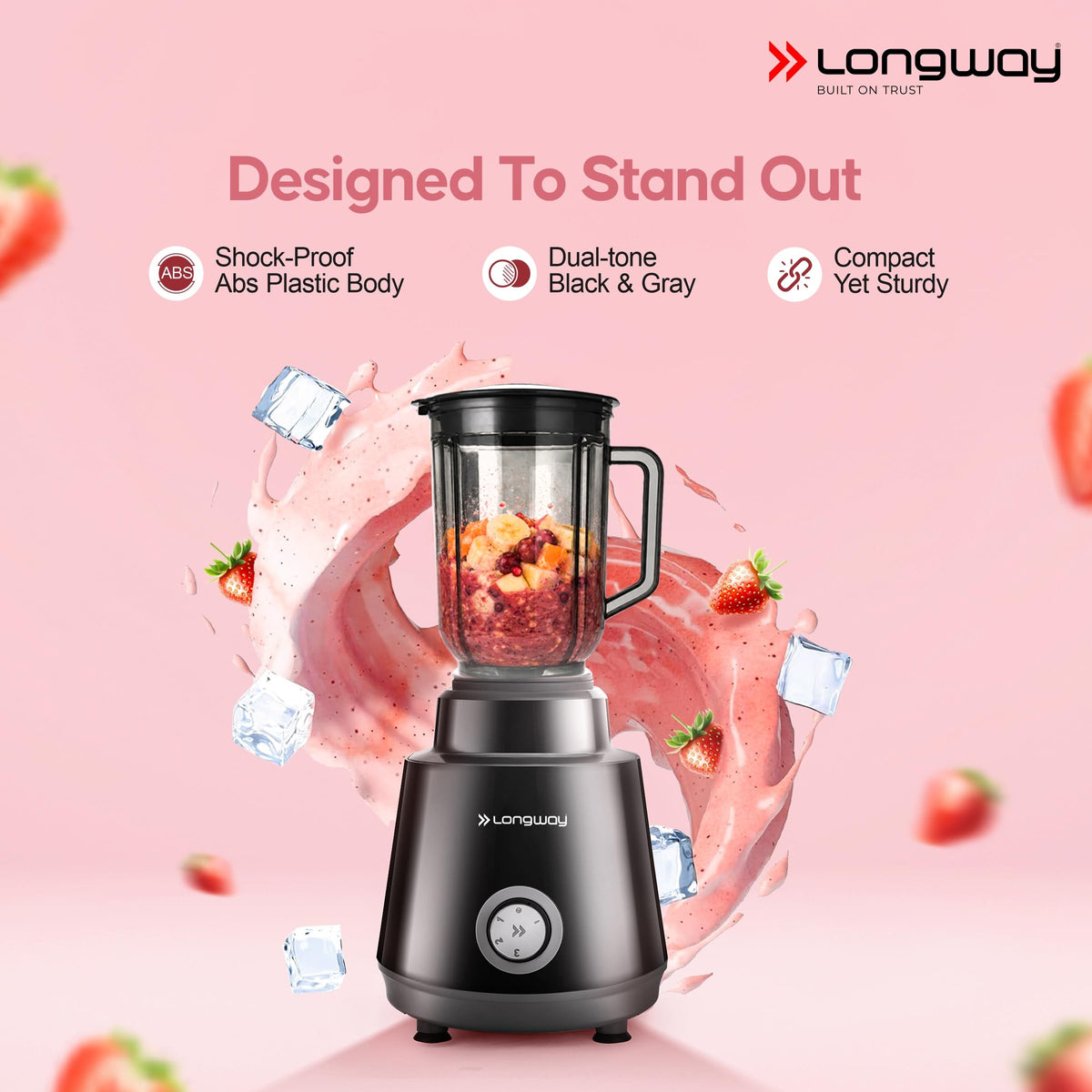 Longway Super Pro Juicer Mixer Grinder | Up to 750W Max Output Powerful Motor | 4 Jars for Grinding, Mixing, Juicing | 2 Years Warranty (Blue & Black)