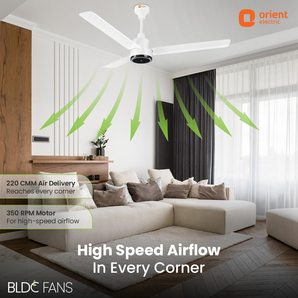 Orient Electric 1200 mm Zeno BLDC | BLDC energy saving ceiling fan with Remote |BEE 5-star rated | Saves up to 50% on electricity bills | 3-year warranty by Orient | Brown, pack of 1