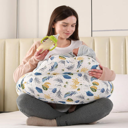 Proliva Feeding Pillow for New Born Baby with Detachable Cover Breast Feeding & Maternity Nursing Pillow for Breastfeeding Support for Baby Feeding Pillow for Mom (Off White-Camel-B2)