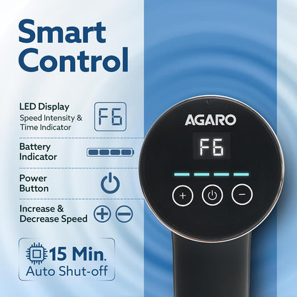 AGARO Galaxy Massager Machine, Handheld Deep Tissue Massage Gun, 4 Heads, 6 Speed, Rechargeable Percussion Massager for Muscle Relief & Relaxation, for Neck, Shoulder, Back, Foot & Full Body, Black