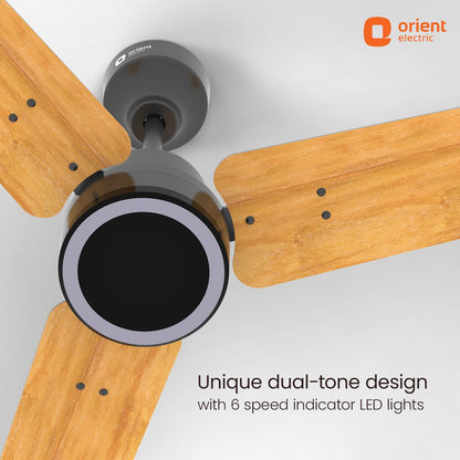 Orient Electric 1200 mm Zeno BLDC | BLDC energy saving ceiling fan with Remote |BEE 5-star rated | Saves up to 50% on electricity bills | 3-year warranty by Orient | Brown, pack of 1