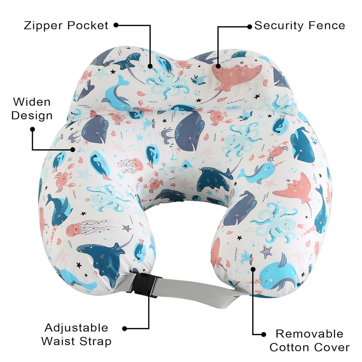 Proliva Feeding Pillow for New Born Baby with Detachable Cover Breast Feeding & Maternity Nursing Pillow for Breastfeeding Support for Baby Feeding Pillow for Mom (Off White-Camel-B2)
