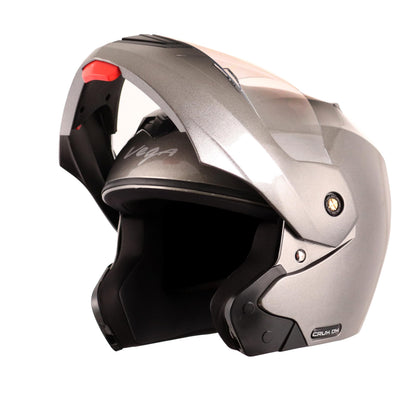Vega Crux ISI Certified Flip-Up Helmet for Men and Women with Clear Visor(Black, Size:L)