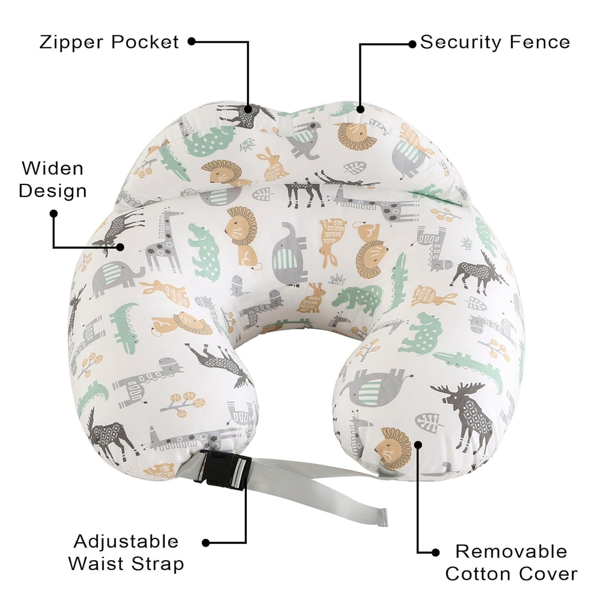 Proliva Feeding Pillow for New Born Baby with Detachable Cover Breast Feeding & Maternity Nursing Pillow for Breastfeeding Support for Baby Feeding Pillow for Mom (Off White-Camel-B2)