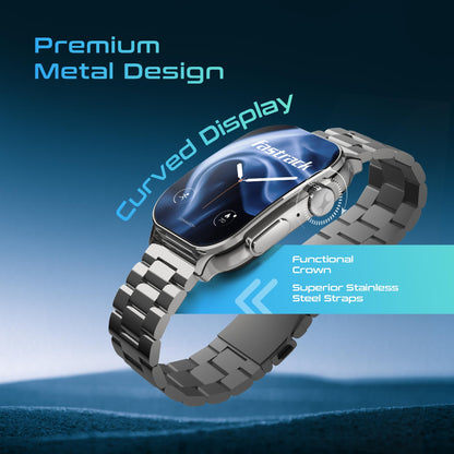 Fastrack Astor FR2 Pro 1.43" AMOLED Stainless Steel Smart Watch with SpO2, Heart Rate, BT Calling, Adaptive AOD, Functional Crown, AI Voice Assistant – Smartwatch for Stylish Professionals (Silver)