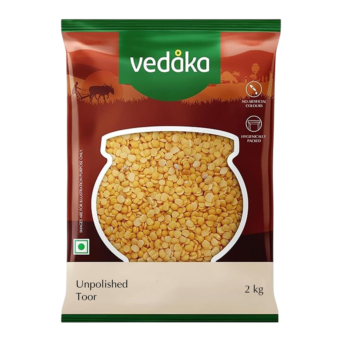 Amazon Brand - Vedaka Unpolished Toor Dal (Arhar Dal) | 2 Kg | Naturally Rich Source Of Protein | Naturally Cholesterol-Free | No artificial Colours and No Added Preservatives