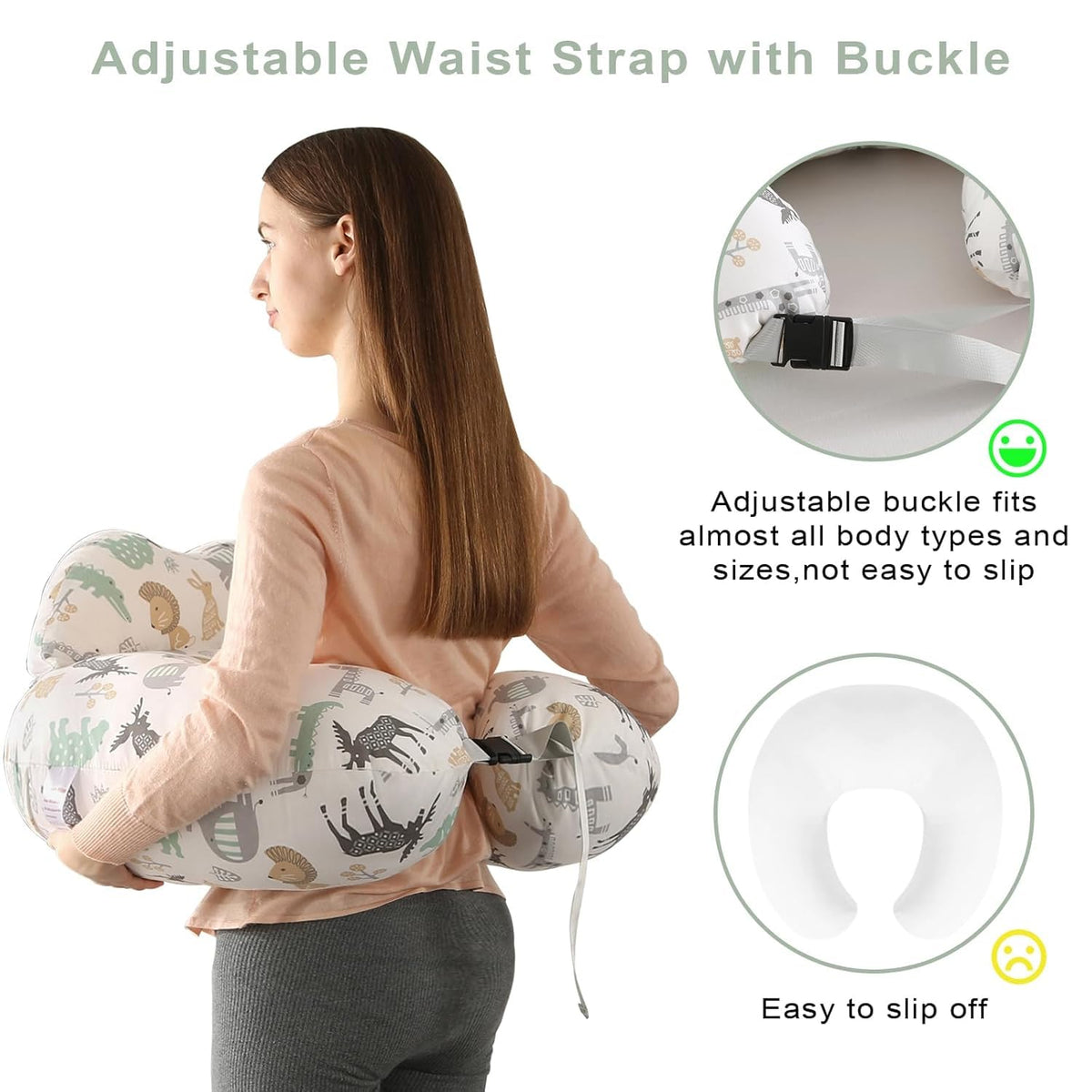 Proliva Feeding Pillow for New Born Baby with Detachable Cover Breast Feeding & Maternity Nursing Pillow for Breastfeeding Support for Baby Feeding Pillow for Mom (Off White-Camel-B2)