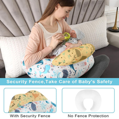 Proliva Feeding Pillow for New Born Baby with Detachable Cover Breast Feeding & Maternity Nursing Pillow for Breastfeeding Support for Baby Feeding Pillow for Mom (Off White-Camel-B2)