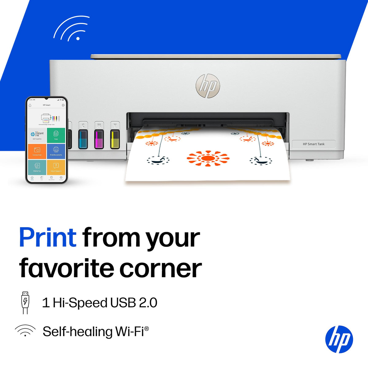 HP Smart Tank 589 All-in-One WiFi Colour Printer |Up to 4000 Black & 6000 Colour Prints I Print,Scan & Copy for Home/Office