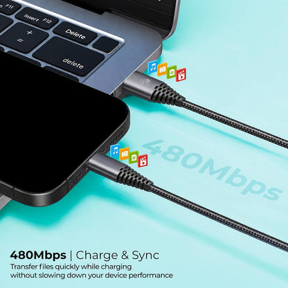 Zebronics Type-C Fast Charging Cable, Upto 480 Mbps, 36W Rapid Charge, 3A Output, Charge & Sync Data Cable, 1 Meter Length, Tangle-Free Durable Design (CU300T)