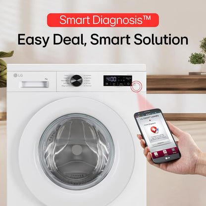 LG Smart Choice, 7 Kg, 5 Star, Steam, Inverter Direct Drive Technology, 6 Motion DD, Fully-Automatic Front Load Washing Machine (FHB1207Z2W, Remove Allergens & Stain, In-Built Heater, Essence White)
