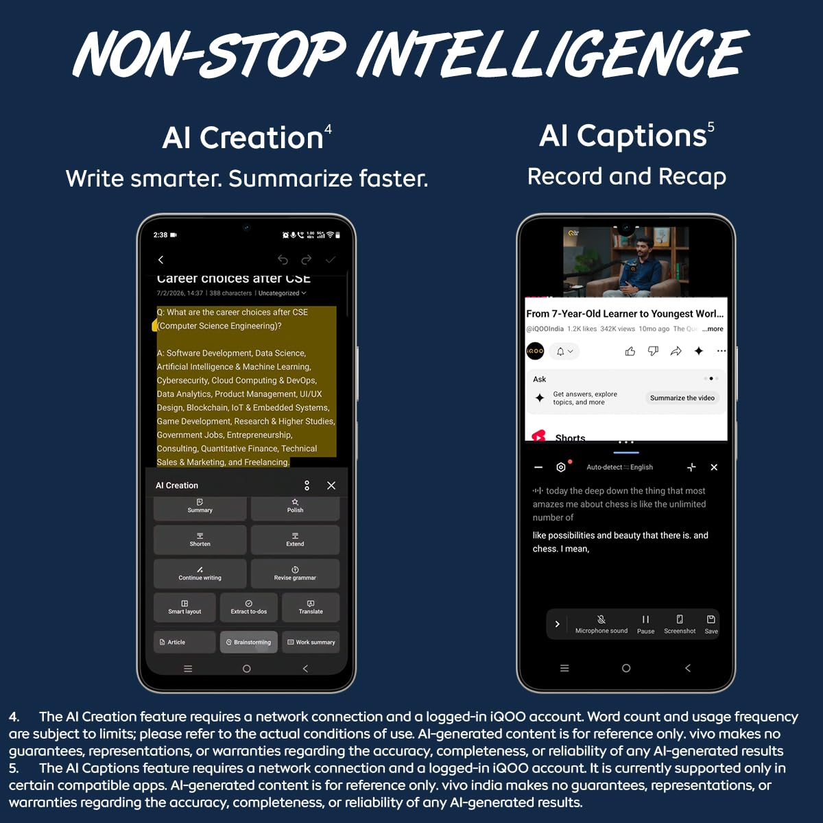 iQOO Z11 Lite 44W 5G (Midnight Blue, 6GB RAM, 128GB Storage) | 6500mAh Battery with 44W Fast Charging* | Dimensity 6300 with 579k+ AnTuTu Score* | OriginOS 6.0 with AI Creation* & Private Space*