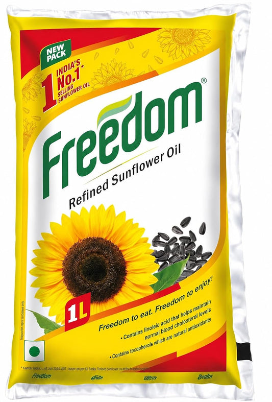 Freedom Refined Sunflower Oil, 1L | Contains Linoleic Acid, Natural Antioxidants