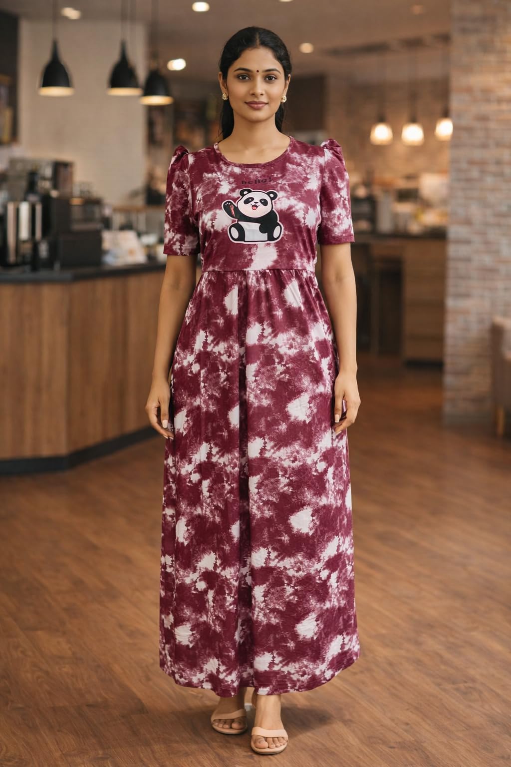 Women's Maternity Feeding Maxi zipless,Lounge wear, zipless Feeding Nightdress,Nursing Maxi Dress,Cotton Kaftan Nighty,Feeding Cotton Nighty