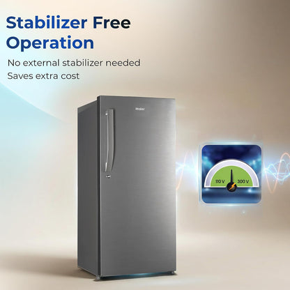 Haier 190 L 5 Star Direct Cool Inverter Single Door Refrigerator with Fast Ice Making, Easy Clean Back, Large Vegetable Box (HED-205DSA-P, Dazzle Steel, 2026 Model)