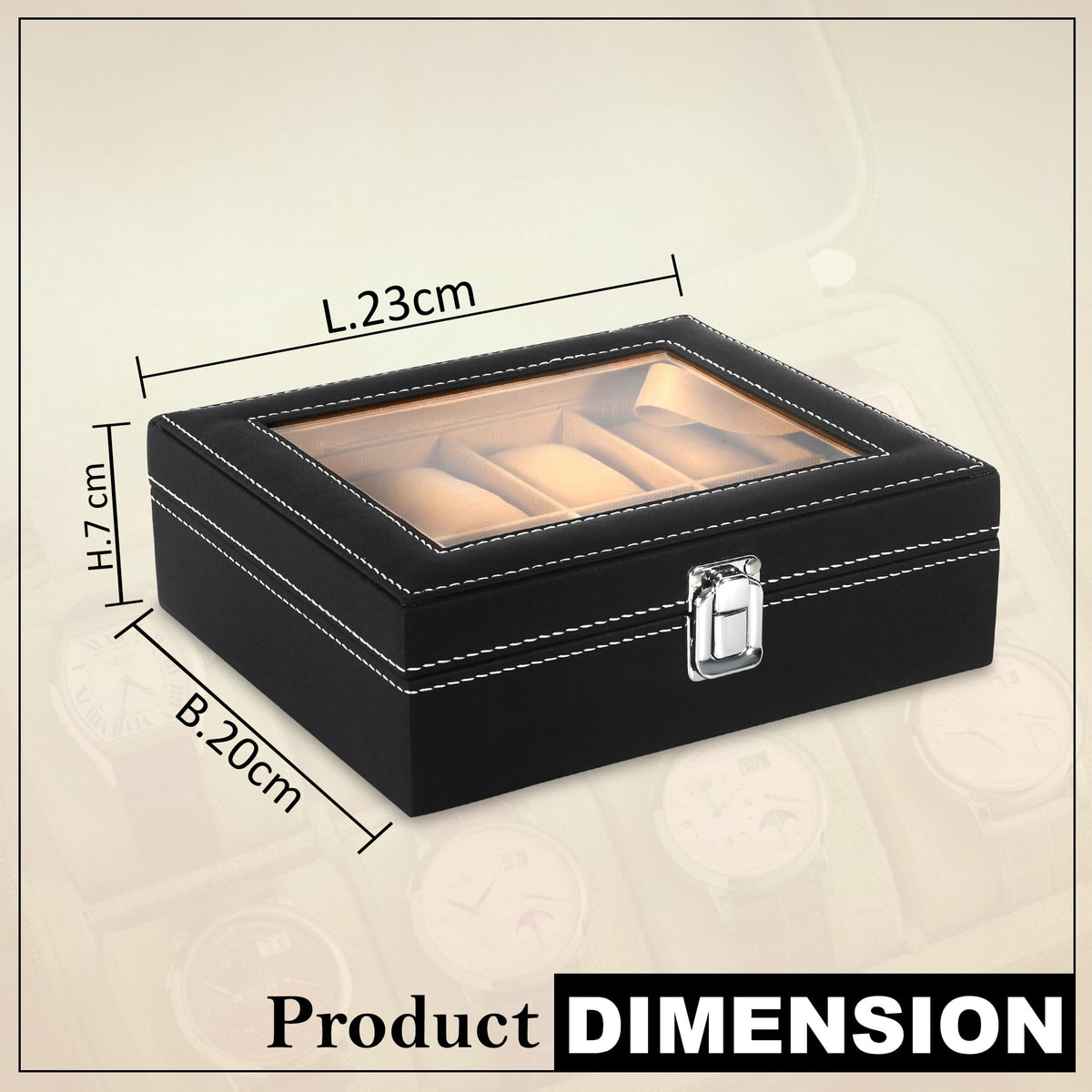LEDO Men's and Women's Watch Box Holder Organizer Case In 12 Slots of watches In PU Leather with Black & Gray