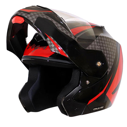 Vega Crux ISI Certified Flip-Up Helmet for Men and Women with Clear Visor(Black, Size:L)