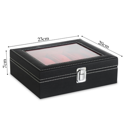 LEDO Men's and Women's Watch Box Holder Organizer Case In 12 Slots of watches In PU Leather with Black & Gray