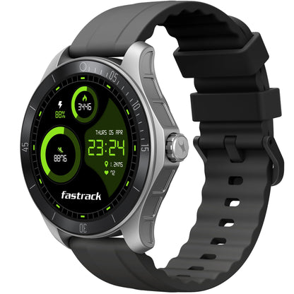 Fastrack Astor FR2 Pro 1.43" AMOLED Stainless Steel Smart Watch with SpO2, Heart Rate, BT Calling, Adaptive AOD, Functional Crown, AI Voice Assistant – Smartwatch for Stylish Professionals (Silver)