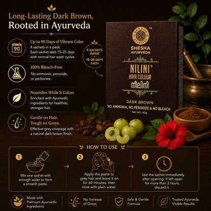 SHESHA AYURVEDA Nilini Hair Colour - Ayurvedic, No Ammonia, No Peroxide, No Perborates, No Bleach,Natural Black Colour (40g)