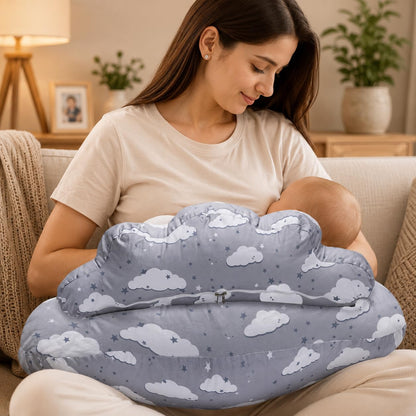 Proliva Feeding Pillow for New Born Baby with Detachable Cover Breast Feeding & Maternity Nursing Pillow for Breastfeeding Support for Baby Feeding Pillow for Mom (Off White-Camel-B2)