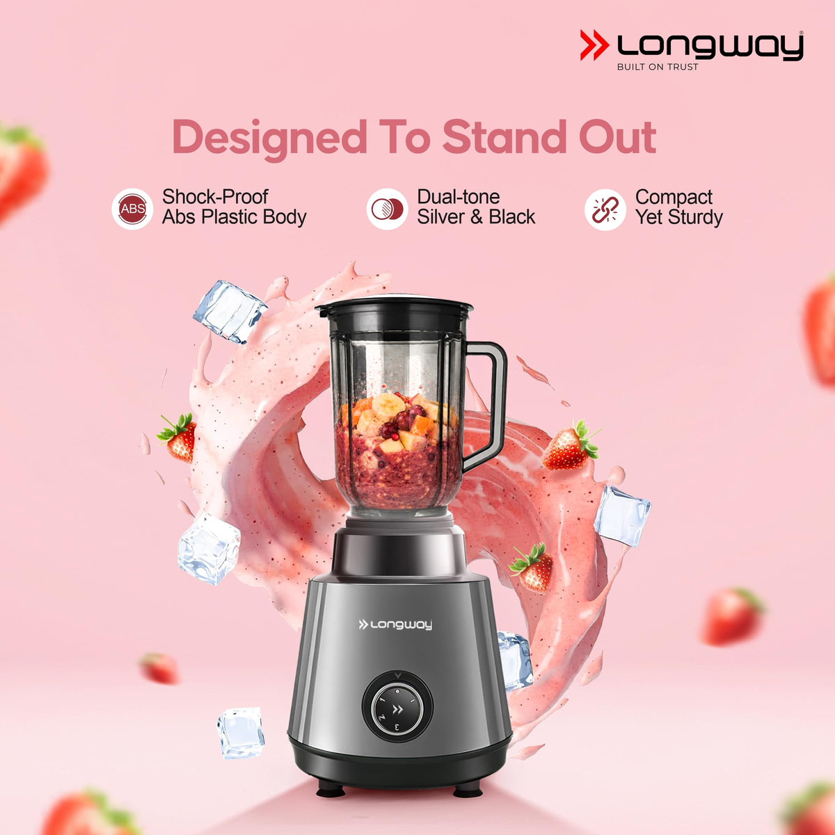 Longway Super Pro Juicer Mixer Grinder | Up to 750W Max Output Powerful Motor | 4 Jars for Grinding, Mixing, Juicing | 2 Years Warranty (Blue & Black)