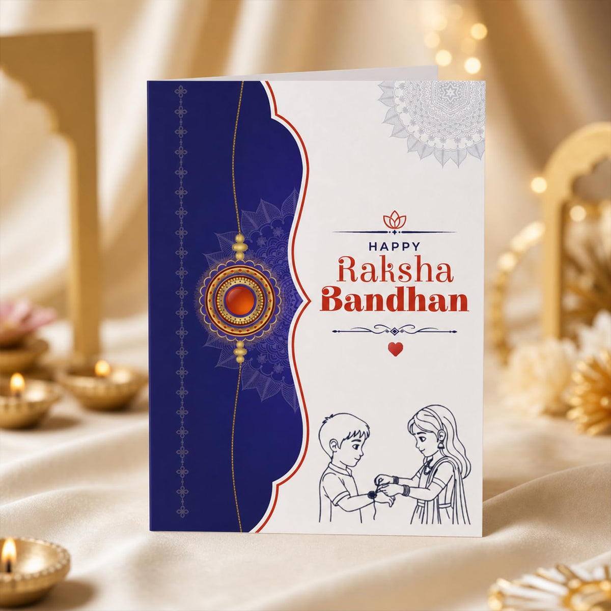 DeoDap Designer Murli Flute Rakhi for Brother with Choco Coated Nut Butterscotch Chocolate 96gm, Pooja Coin, Roli Chawal & Card | Rakhi with Chocolate Combo for Raksha Bandhan