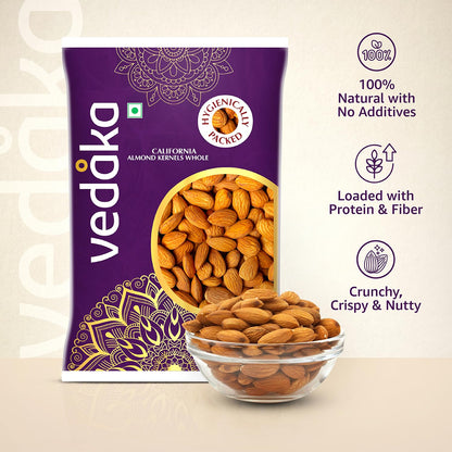 Amazon Brand - Vedaka Almonds | 1 Kg | California Almonds | 100% Natural Badam Giri | Rich In Protein & Dietary Fiber | Crunchy Texture & Delicious Nutty Flavour | No Added Preservatives