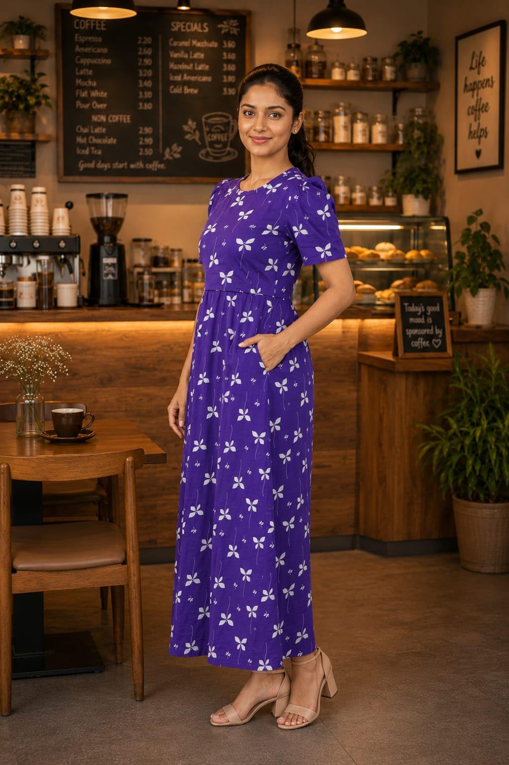 Women's Maternity Feeding Maxi zipless,Lounge wear, zipless Feeding Nightdress,Nursing Maxi Dress,Cotton Kaftan Nighty,Feeding Cotton Nighty